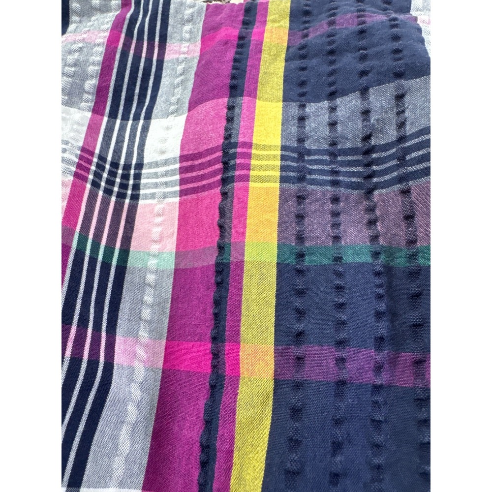 Anne Klein Womens Plaid Sleeveless Fit Flare Belted Dress Magenta Navy Yellow 12 - Picture 13 of 13